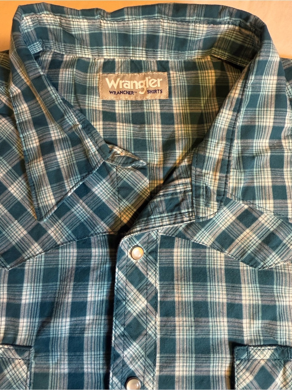 Wrangler Men’s XL Plaid Pearl Snap Wrancher Long Sleeve Shirt